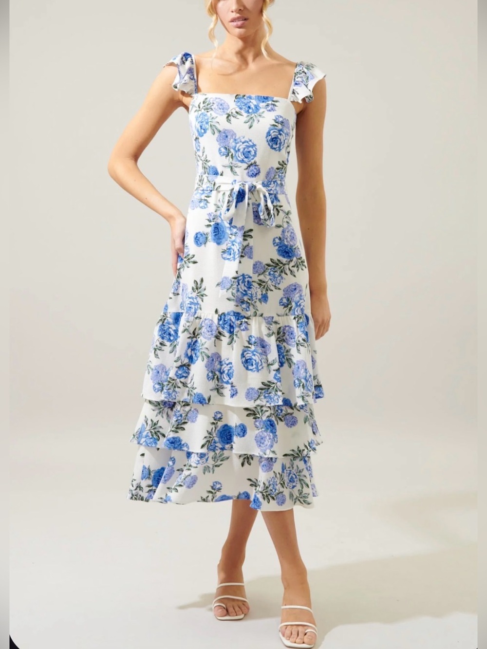 Sugarlips Inessa Floral Guayana Tiered Midi Dress Size Medium